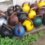 Many kettlebells for training
