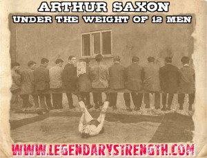 Arthur Saxon supports the weight of twelve men in 1912