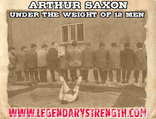 Arthur Saxon supports the weight of twelve men in 1912