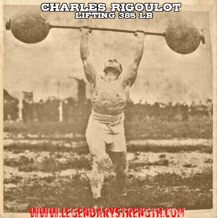 Charles Rigoulot lifting 385 pounds overhead