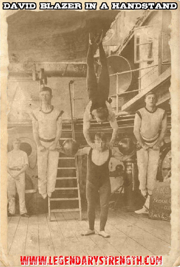David Blazer performing a handstand during his days in the Navy